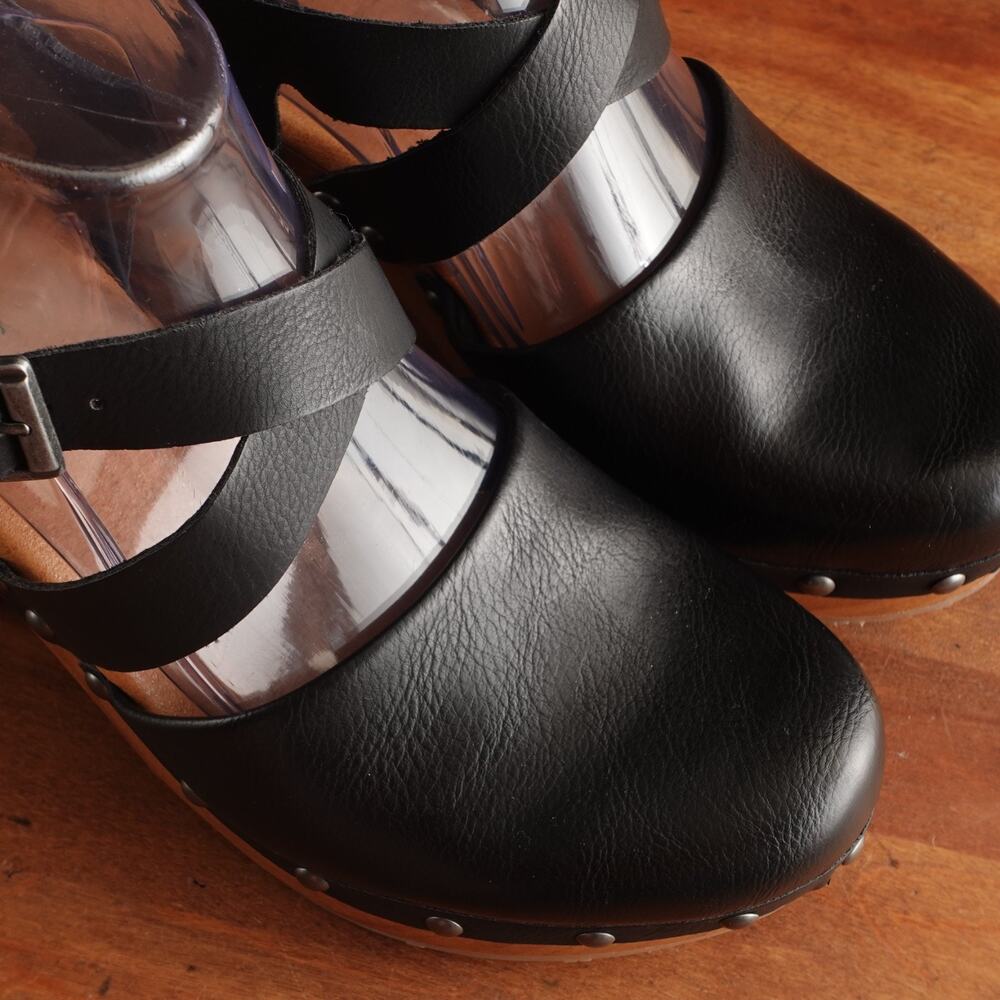 Korks Clogs WMS SZ 7M BLK Abloom Strappy Leather Platform Preppy Academia Shoes - Picture 4 of 13